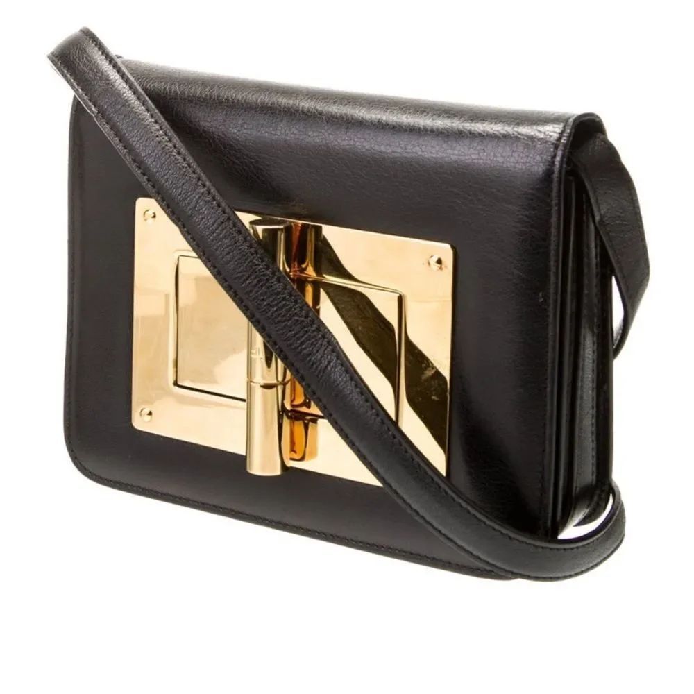 Tom Ford Black Leather Natalia Crossbody Bag